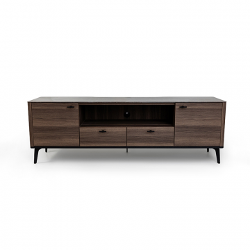 Тумба TV №1 цвет корпуса дуб серый, цвет топа коричневый песок, (Габариты: 1800 x 430 x 610 mm)