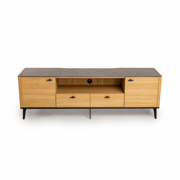 Тумба TV №1 цвет корпуса дуб натуральный, цвет топа коричневый песок, (Габариты: 1800 x 430 x 610 mm)