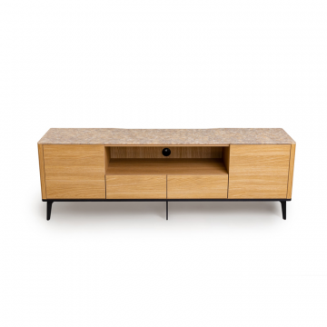 Тумба TV №1 цвет корпуса дуб натуральный, цвет топа желтый песок, (Габариты: 1800 x 430 x 610 mm)