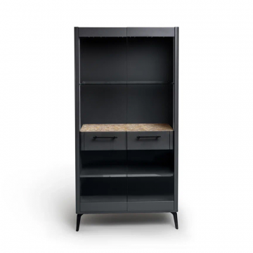 Шкаф витрина цвет корпуса темно-серый soft touch, цвет топа желтый песок, (Габариты: 900 x 430 x 1800 mm)