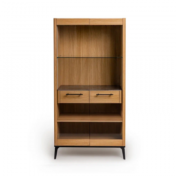 Шкаф витрина цвет корпуса дуб натуральный, цвет топа коричневый песок, (Габариты: 900 x 430 x 1800 mm)