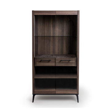 Шкаф витрина цвет корпуса дуб серый, цвет топа желтый песок, (Габариты: 900 x 430 x 1800 mm)