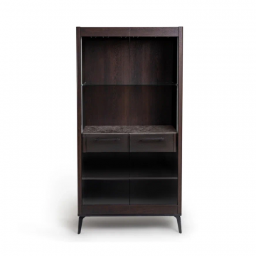 Шкаф витрина цвет корпуса дуб темно коричневый, цвет топа коричневый песок, (Габариты: 900 x 430 x 1800 mm)