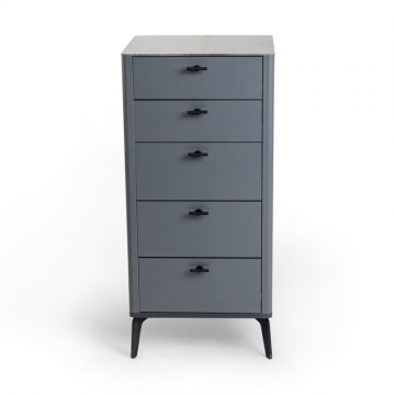 Комод 5 ящиков цвет корпуса темно-серый soft touch, цвет топа коричневый песок, (Габариты: 500 x 430 x 1100 mm)