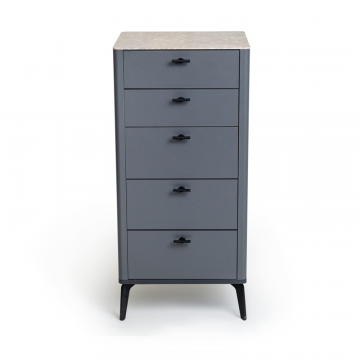 Комод 5 ящиков цвет корпуса темно-серый soft touch, цвет топа желтый песок, (Габариты: 500 x 430 x 1100 mm)