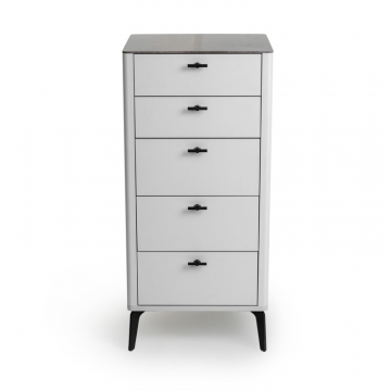 Комод 5 ящиков цвет корпуса светло-серый soft touch, цвет топа коричневый песок, (Габариты: 500 x 430 x 1100 mm)