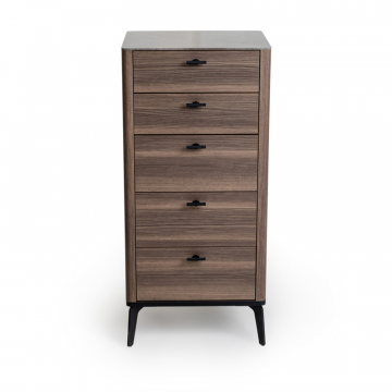 Комод 5 ящиков цвет корпуса дуб серый, цвет топа коричневый песок, (Габариты: 500 x 430 x 1100 mm)