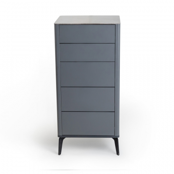 Комод 5 ящиков цвет корпуса темно-серый soft touch, цвет топа коричневый песок, (Габариты: 500 x 430 x 1100 mm)