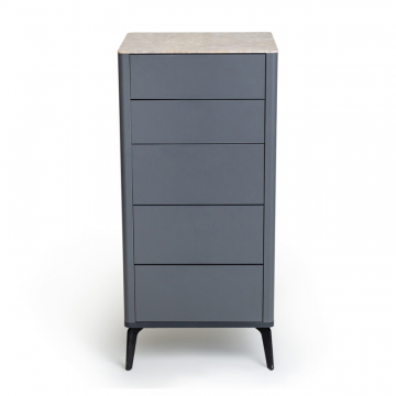 Комод 5 ящиков цвет корпуса темно-серый soft touch, цвет топа желтый песок, (Габариты: 500 x 430 x 1100 mm)