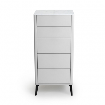 Комод 5 ящиков цвет корпуса светло-серый soft touch, цвет топа белый мрамор, (Габариты: 500 x 430 x 1100 mm)