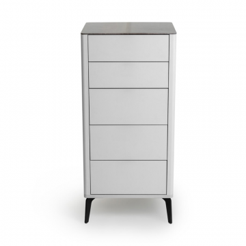 Комод 5 ящиков цвет корпуса светло-серый soft touch, цвет топа коричневый песок, (Габариты: 500 x 430 x 1100 mm)