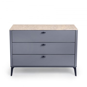 Комод 3 ящика цвет корпуса темно-серый soft touch, цвет топа желтый песок, (Габариты: 1100 х 430 х 810 mm)