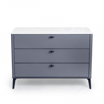 Комод 3 ящика цвет корпуса темно-серый soft touch, цвет топа белый мрамор, (Габариты: 1100 х 430 х 810 mm)