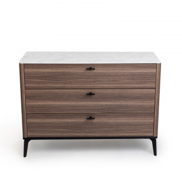 Комод 3 ящика цвет корпуса дуб серый, цвет топа белый мрамор, (Габариты: 1100 х 430 х 810 mm)