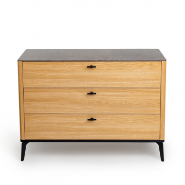 Комод 3 ящика цвет корпуса дуб натуральный, цвет топа коричневый песок, (Габариты: 1100 х 430 х 810 mm)