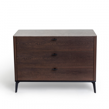 Комод 3 ящика цвет корпуса дуб темно коричневый, цвет топа коричневый песок, (Габариты: 1100 х 430 х 810 mm)