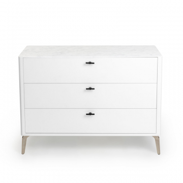 Комод 3 ящика цвет корпуса белоснежный soft touch, цвет топа белый мрамор, (Габариты: 1100 х 430 х 810 mm)