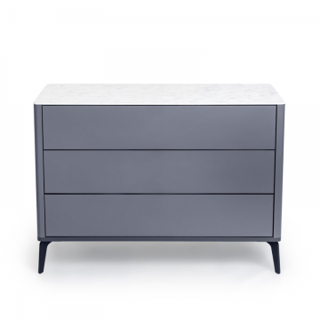 Комод 3 ящика цвет корпуса темно-серый soft touch, цвет топа белый мрамор, (Габариты: 1100 х 430 х 810 mm)