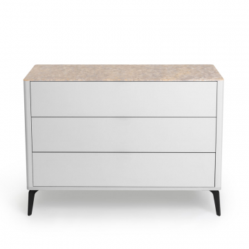 Комод 3 ящика цвет корпуса светло-серый soft touch, цвет топа желтый песок, (Габариты: 1100 х 430 х 810 mm)