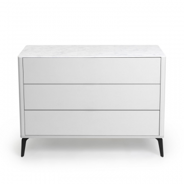 Комод 3 ящика цвет корпуса светло-серый soft touch, цвет топа белый мрамор, (Габариты: 1100 х 430 х 810 mm)