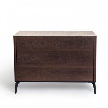 Комод 3 ящика цвет корпуса дуб темно коричневый, цвет топа желтый песок, (Габариты: 1100 х 430 х 810 mm)