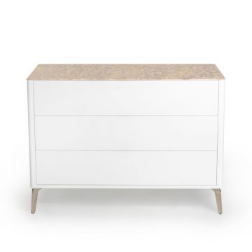 Комод 3 ящика цвет корпуса белоснежный soft touch, цвет топа желтый песок, (Габариты: 1100 х 430 х 810 mm)