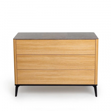 Комод 3 ящика цвет корпуса дуб натуральный, цвет топа коричневый песок, (Габариты: 1100 х 430 х 810 mm)