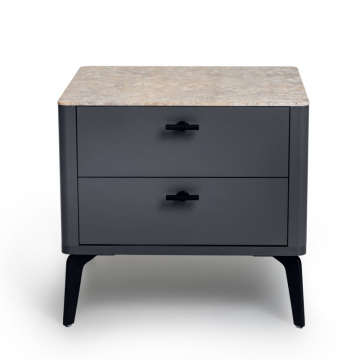 Прикроватная тумба цвет корпуса темно-серый soft touch, цвет топа желтый песок, (Габариты: 500 x 430 x 490 mm)