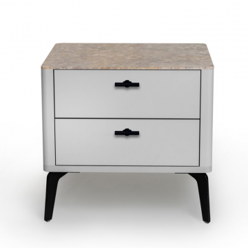 Прикроватная тумба цвет корпуса светло-серый soft touch, цвет топа желтый песок, (Габариты: 500 x 430 x 490 mm)