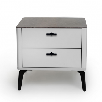 Прикроватная тумба цвет корпуса светло-серый soft touch, цвет топа коричневый песок, (Габариты: 500 x 430 x 490 mm)