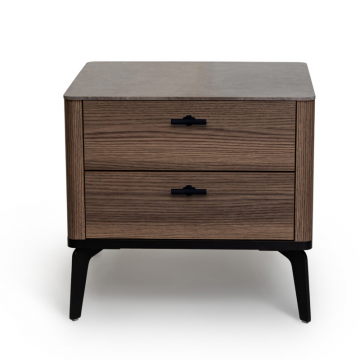 Прикроватная тумба цвет корпуса дуб серый, цвет топа коричневый песок, (Габариты: 500 x 430 x 490 mm)