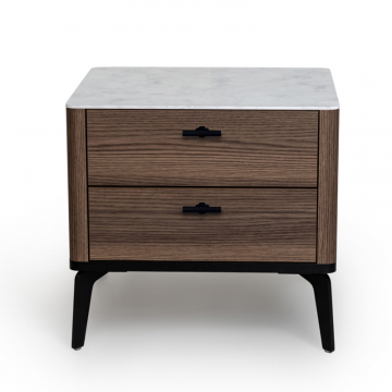 Прикроватная тумба цвет корпуса дуб серый, цвет топа белый мрамор, (Габариты: 500 x 430 x 490 mm)