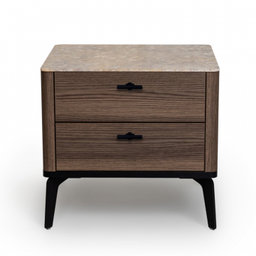 Прикроватная тумба цвет корпуса дуб серый, цвет топа желтый песок, (Габариты: 500 x 430 x 490 mm)