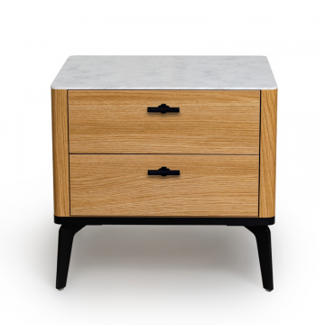 Прикроватная тумба цвет корпуса дуб натуральный, цвет топа белый мрамор, (Габариты: 500 x 430 x 490 mm)