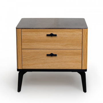 Прикроватная тумба цвет корпуса дуб натуральный, цвет топа коричневый песок, (Габариты: 500 x 430 x 490 mm)