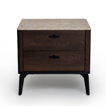 Прикроватная тумба цвет корпуса дуб темно коричневый, цвет топа желтый песок, (Габариты: 500 x 430 x 490 mm)