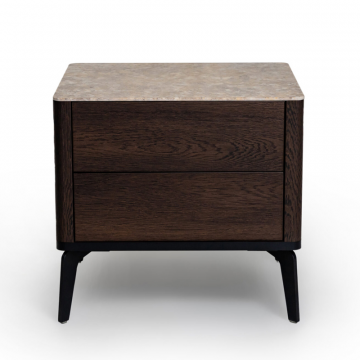 Прикроватная тумба цвет корпуса дуб темно коричневый, цвет топа желтый песок, (Габариты: 500 x 430 x 490 mm)