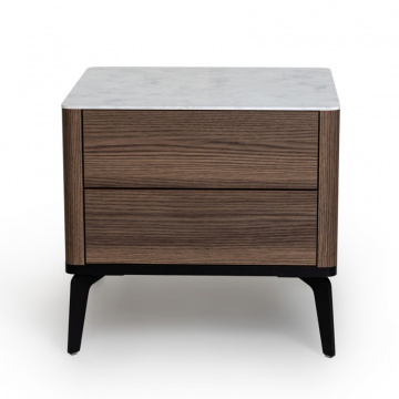 Прикроватная тумба цвет корпуса дуб серый, цвет топа белый мрамор, (Габариты: 500 x 430 x 490 mm)