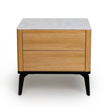 Прикроватная тумба цвет корпуса дуб натуральный, цвет топа белый мрамор, (Габариты: 500 x 430 x 490 mm)