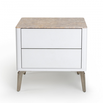 Прикроватная тумба цвет корпуса белоснежный soft touch, цвет топа желтый песок, (Габариты: 500 x 430 x 490 mm)