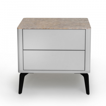 Прикроватная тумба цвет корпуса светло-серый soft touch, цвет топа желтый песок, (Габариты: 500 x 430 x 490 mm)