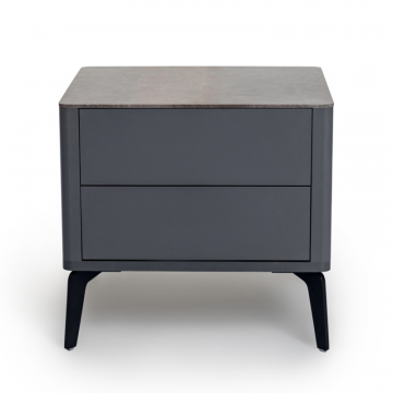Прикроватная тумба цвет корпуса темно-серый soft touch, цвет топа коричневый песок, (Габариты: 500 x 430 x 490 mm)