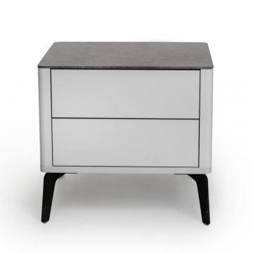 Прикроватная тумба цвет корпуса светло-серый soft touch, цвет топа коричневый песок, (Габариты: 500 x 430 x 490 mm)