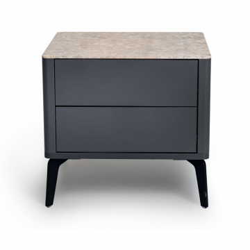 Прикроватная тумба цвет корпуса темно-серый soft touch, цвет топа желтый песок, (Габариты: 500 x 430 x 490 mm)