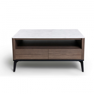 Журнальный стол цвет корпуса дуб серый, цвет топа белый мрамор, (Габариты: 950 x 700 x 490 mm)