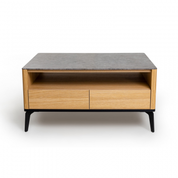 Журнальный стол цвет корпуса дуб натуральный, цвет топа коричневый песок, (Габариты: 950 x 700 x 490 mm)