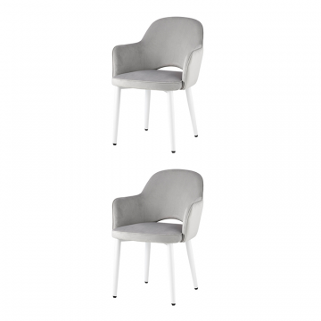 Комплект стульев Венера велюр серебристый ножки белые 2 шт