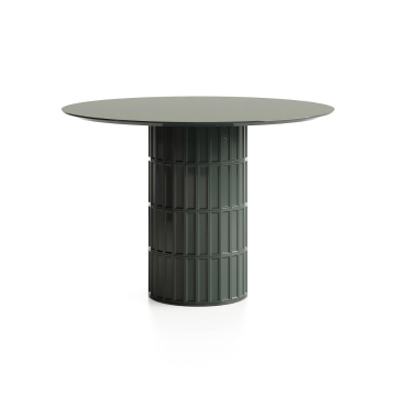 Обеденный стол Клинкер Рельеф, П-50, D=110, FENIX NTM / HPL, Основание глянцевое