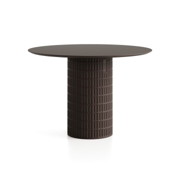 Обеденный стол Клинкер Рельеф, П-25, D=90, FENIX NTM / HPL, Основание глянцевое