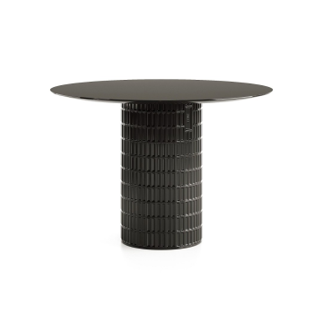 Обеденный стол Клинкер Рельеф, П-25, D=80, Эмаль, Основание глянцевое